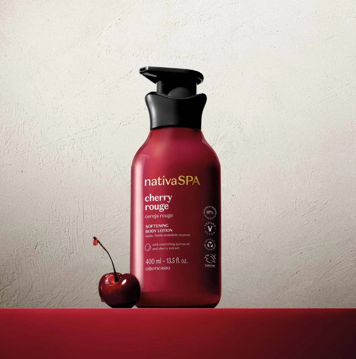 Lait Corps Adoucissant Cherry Rouge – Nativa SPA | O Boticário (400 ml)