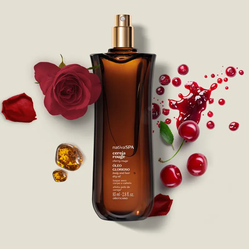 Huile Glorieuse pour le Corps et les Cheveux Cerise Rouge - Nativa SPA | O Boticário (85ml)