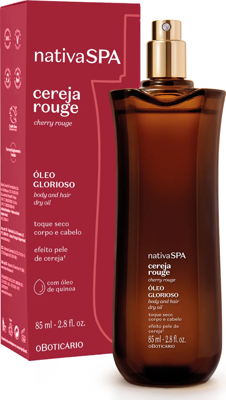 Huile Glorieuse pour le Corps et les Cheveux Cerise Rouge - Nativa SPA | O Boticário (85ml)