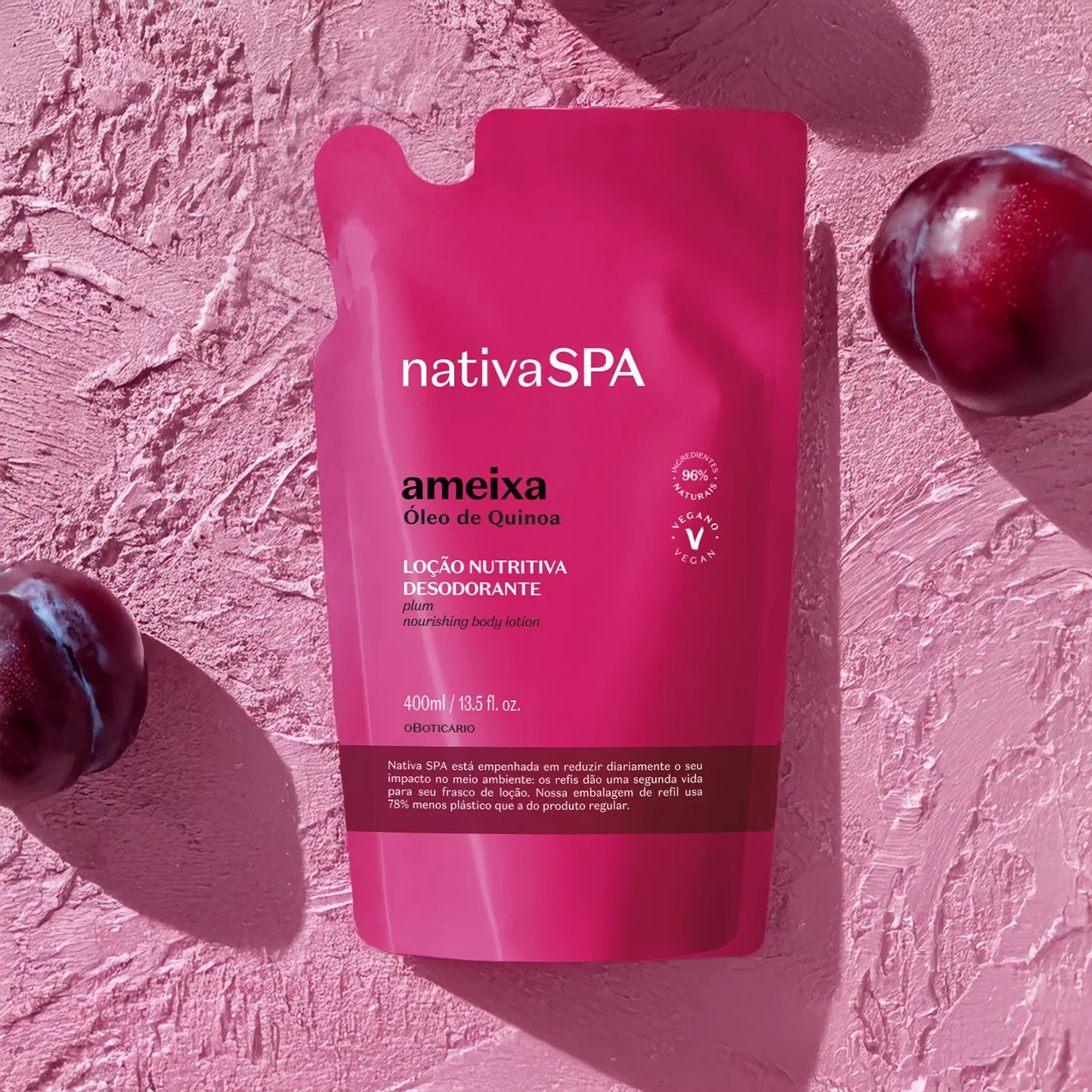 Recharge Lait Hydratant Corporel Prune – Nativa SPA | O Boticário (400 ml)